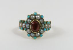 A Georgian or Victorian dress ring, set with a cen