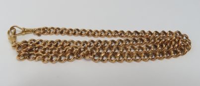 An 18ct gold open curb link watch chain, with two