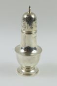 A silver sugar sifter, the body of bowl form narro