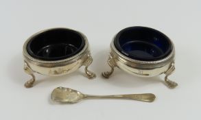 Two mid-18th-century silver salt pots
