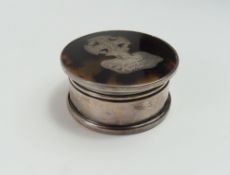 A silver and tortoise-shell Saint Columba box, wit