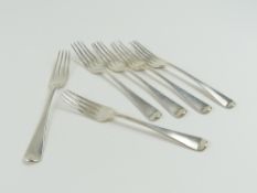 Set of six George IV silver Hanoverian pattern dessert forks, by Charles Eley