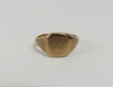 A 9ct gold signet ring, with a squared head, Chest
