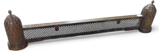 A decorative brass Louis XVI fire kerb, 100cms wid