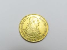 SPAIN - CHARLES IIII Gold 2 Escudos 1808. Madrid mint, vf/ef, 6.7g