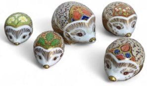Five Royal Crown Derby Hedgehogs
