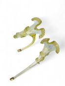 A Victorian uranium glass epergne with seven fitti