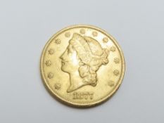USA - $20 Gold Coronet Head 1877, San Francisco mint, vf, 33.5g