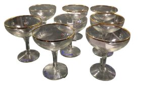 A set of eight Babycham glasses