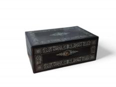 A Victorian ebony writing slope with mother of pea