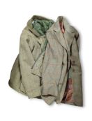 Two tweed shooting sport jackets of green and br