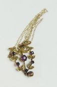 An Edwardian amethyst and split pearl pendant, in