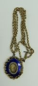 A 19th century mourning pendant, the central panel