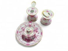 A Meissen puce floral decorated porcelain dressing