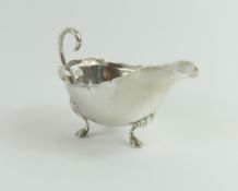 A silver sauce boat