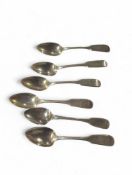 Six Georgian silver teaspoons with fiddle-shaped h
