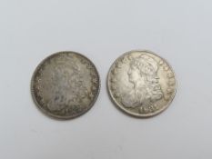 USA - Capped bust, lettered edge 50 cents 1827 ef and a similar 1831 ef