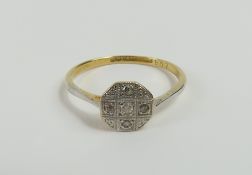 An early 20th century diamond set plaque ring, mar