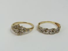A 9ct gold diamond set ring in the form of a flowe