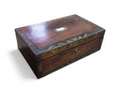 A mahogany and brass-bound writing slope with purp