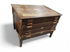 A 20th-century oak plan chest of six long dra