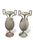 A pair of decorative emu egg and silver plated two