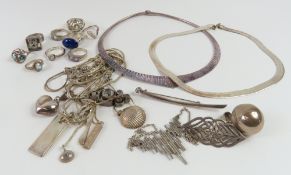 A collection of silver jewellery, comprising mostl