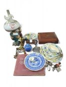 A blue and white ginger jar and cover, with double