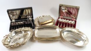 A silver plated Aristocrat cigarette box on four f