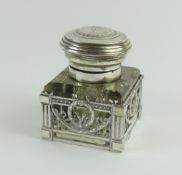 A German ink-well with silver lid and outer frame
