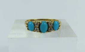 An early 20th century 18ct gold turquoise and old
