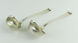 Two identical Danish silver soup ladles