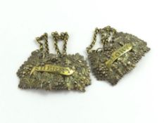 Two silver decanter labels for sherry and port res