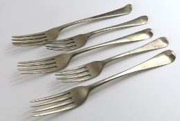 Five 19th-century silver forks