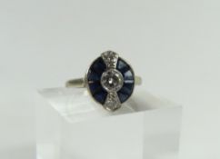 An 18ct white gold Art Deco style cluster ring, th