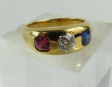 An unusual late Victorian diamond, sapphire and ru