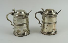 A pair of Edwardian novelty silver mustard pots