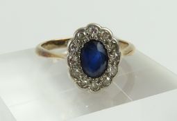 An early 20th century sapphire and diamond cluster