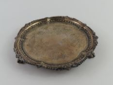 A silver card tray