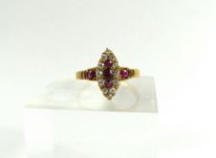 A Victorian 18ct gold ruby and old cut diamond rin