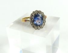 An early 20th century cornflower blue sapphire and