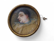 A pastel drawing on paper of a Pierrot clown, with