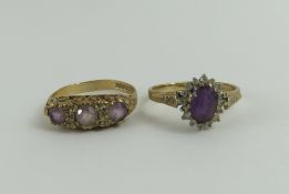 A 9ct gold amethyst carved head style ring, finger