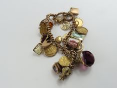 A two row rose gold curb link bracelet, most links