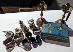 A collection of silver and silver-plated cruet ite