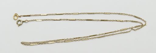 A fancy link chain, marked '585', 48cm long, 1.5g