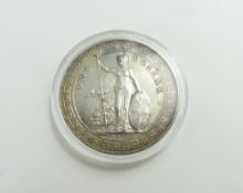 A silver British Trade Dollar, the obverse featuri