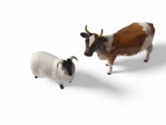 A Beswick figure of a cow - CH...Bessie 198; toget