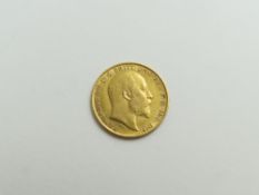A 1908 half sovereign, 3.96g gross