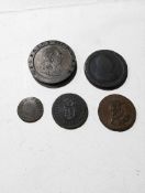 A Bristol farthing 1662, f/worn; a 1797 cartwheel